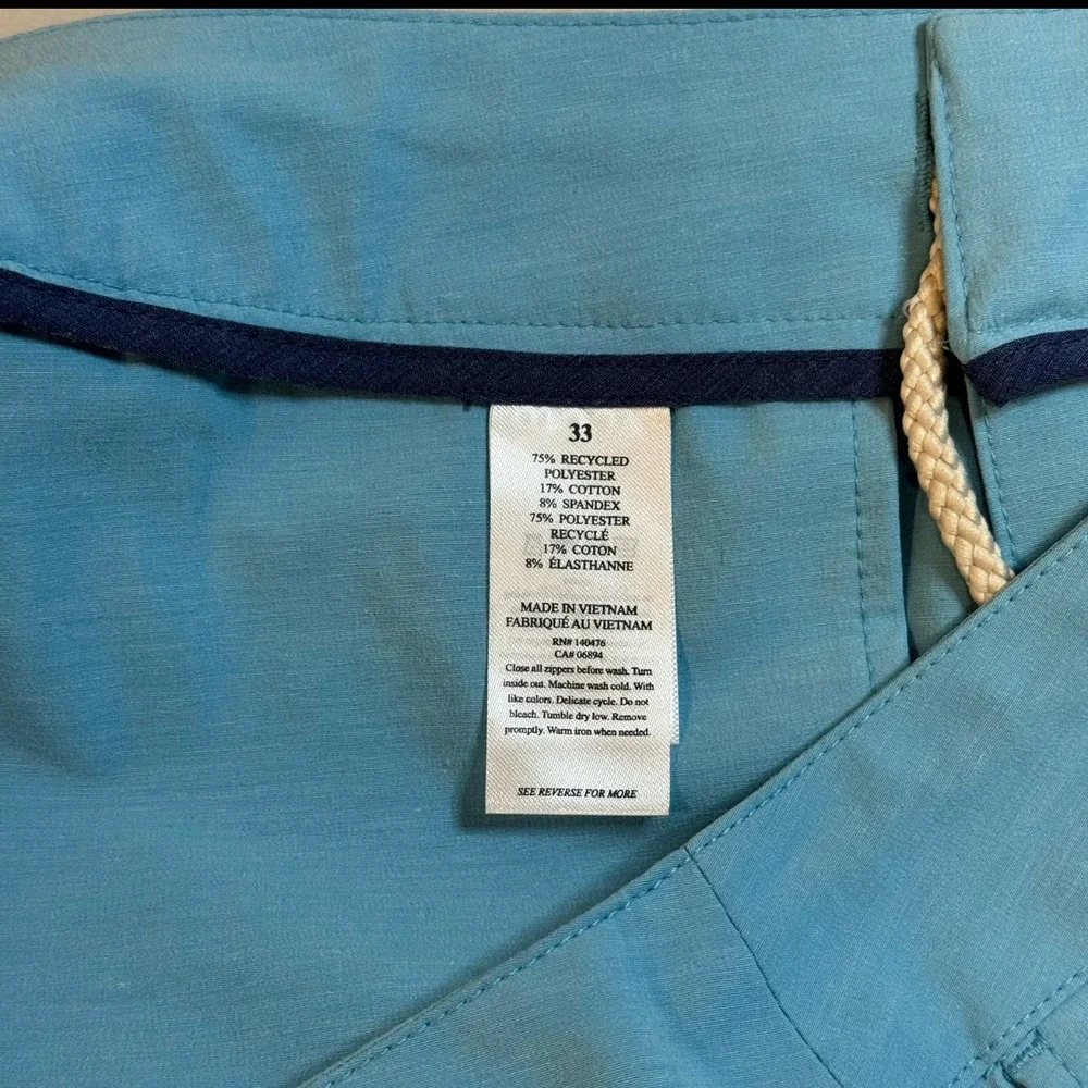 Faherty Summer Blue Teal Performance Casual Golf Chino All Day Shorts Men's 33x5